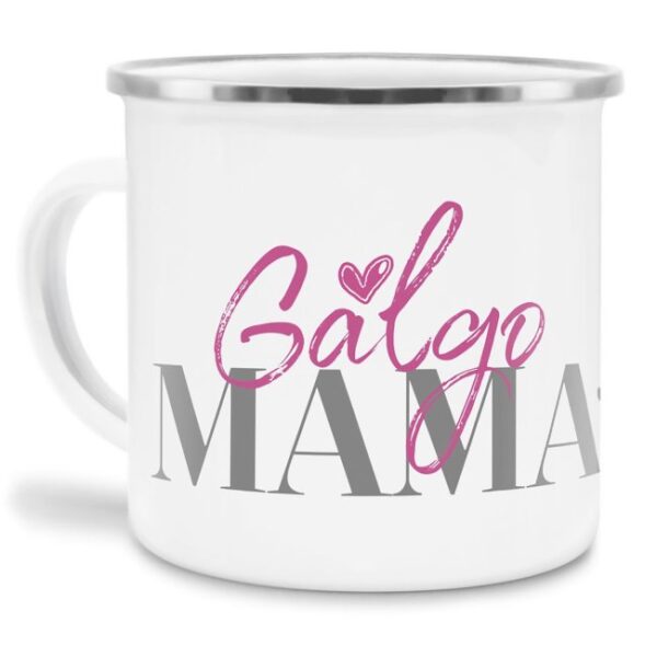 Liebevoll gestaltete Emaille-Tasse mit Hunderassen Mama - Galgo - Diese neue Lieblingstasse ist das perfekte Geschenk für Hundebesitzer und...