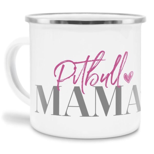 Liebevoll gestaltete Emaille-Tasse mit Hunderassen Mama - Pitbull - Diese neue Lieblingstasse ist das perfekte Geschenk für Hundebesitzer und...