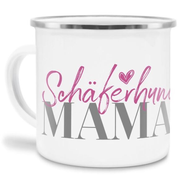 Liebevoll gestaltete Emaille-Tasse mit Hunderassen Mama - Schäferhund - Diese neue Lieblingstasse ist das perfekte Geschenk für Hundebesitzer und...