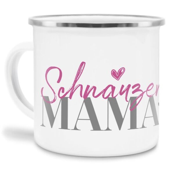 Liebevoll gestaltete Emaille-Tasse mit Hunderassen Mama - Schnauzer - Diese neue Lieblingstasse ist das perfekte Geschenk für Hundebesitzer und...