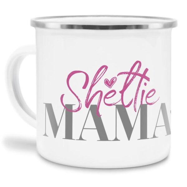 Liebevoll gestaltete Emaille-Tasse mit Hunderassen Mama - Sheltie - Diese neue Lieblingstasse ist das perfekte Geschenk für Hundebesitzer und...