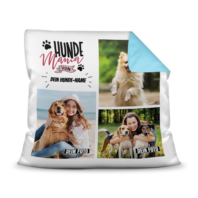 Bedrucktes Zierkissen mit Hunde-Spruch - Fotocollage - Hundemama - mit drei Fotos und Text - Dieses selbst gestaltete Kissen macht sich perfekt in...