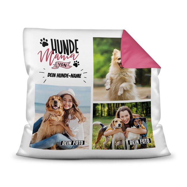 Bedrucktes Zierkissen mit Hunde-Spruch - Fotocollage - Hundemama - mit drei Fotos und Text - Dieses selbst gestaltete Kissen macht sich perfekt in...