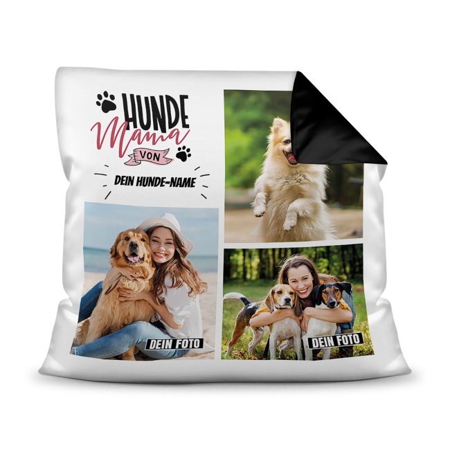 Bedrucktes Zierkissen mit Hunde-Spruch - Fotocollage - Hundemama - mit drei Fotos und Text - Dieses selbst gestaltete Kissen macht sich perfekt in...