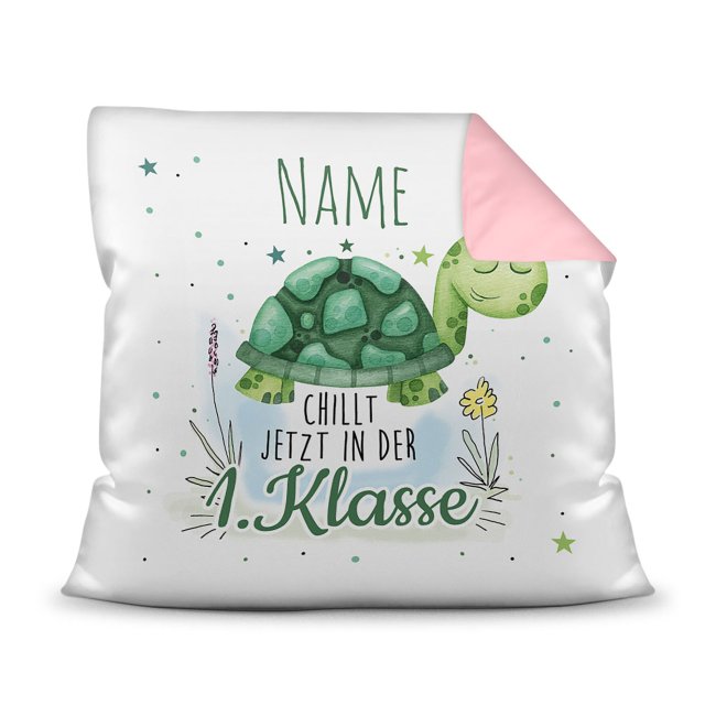 Personalisierbares Kissen mit Name und Schildkröte mit lustigem Spruch - eine besondere Geschenkidee zum Schulanfang. Ein persönliches...