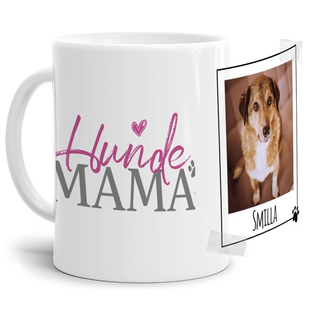 Liebevoll gestaltete Keramik-Tasse mit lustigem Hunde-Spruch - Hundemama - mit Foto & Name selbst gestalten - Diese personalisierte Lieblingstasse...