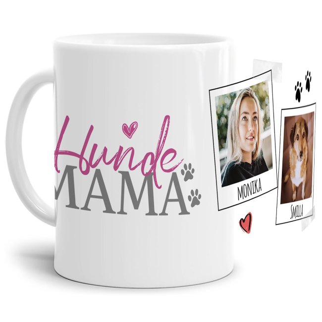 Liebevoll gestaltete Keramik-Tasse mit lustigem Hunde-Spruch - Hundemama - mit Foto & Name selbst gestalten - Diese personalisierte Lieblingstasse...