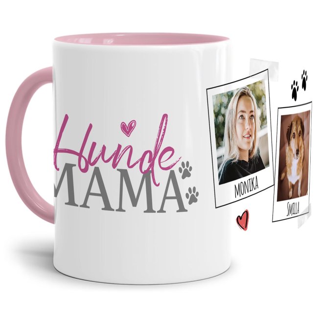 Liebevoll gestaltete Keramik-Tasse mit lustigem Hunde-Spruch - Hundemama - mit Fotos & Namen selbst gestalten - Diese personalisierte...