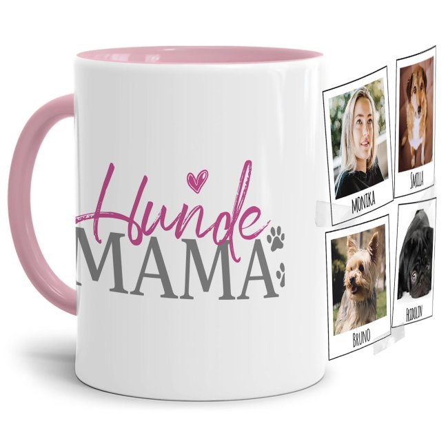 Liebevoll gestaltete Keramik-Tasse mit lustigem Hunde-Spruch - Hundemama - mit Fotos & Namen selbst gestalten - Diese personalisierte...