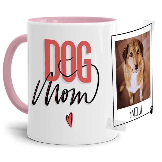 Liebevoll gestaltete Keramik-Tasse mit lustigem Hunde-Spruch - Dogmom - mit Foto & Name selbst gestalten - Diese personalisierte Lieblingstasse ist...