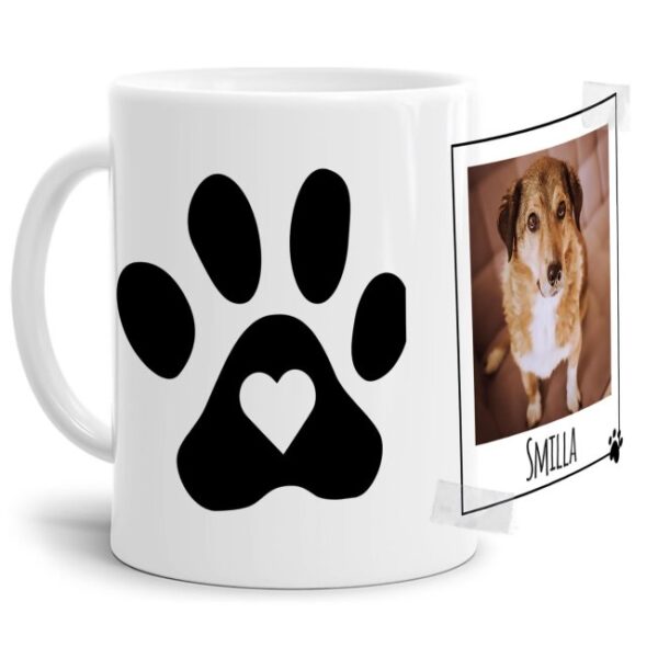 Liebevoll gestaltete Keramik-Tasse mit lustigem Hunde-Spruch - Pfote - mit Foto & Name selbst gestalten - Diese personalisierte Lieblingstasse ist...