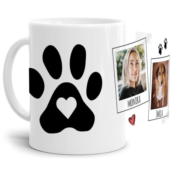 Liebevoll gestaltete Keramik-Tasse mit lustigem Hunde-Spruch - Pfote - mit Foto & Name selbst gestalten - Diese personalisierte Lieblingstasse ist...