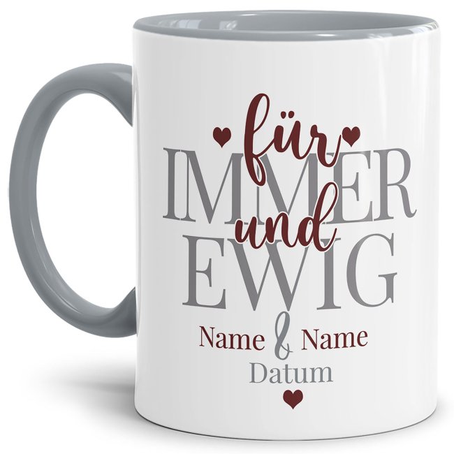 Namenstasse mit cool designtem Spruch - Für Immer und Ewig - personalisierbares Valentinstagsgeschenk für Deinen Schatz. Verschenke diese...