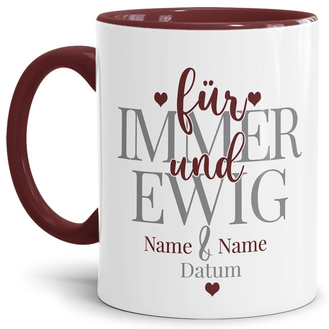 Namenstasse mit cool designtem Spruch - Für Immer und Ewig - personalisierbares Valentinstagsgeschenk für Deinen Schatz. Verschenke diese...