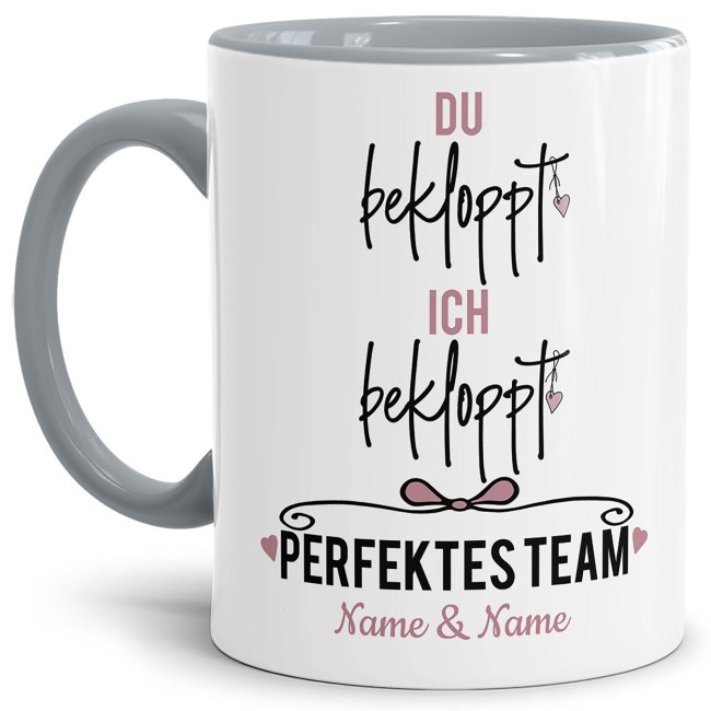 Witzige Spruchtasse für Pärchen personalisierbar mit Euren Namen Ich bekloppt