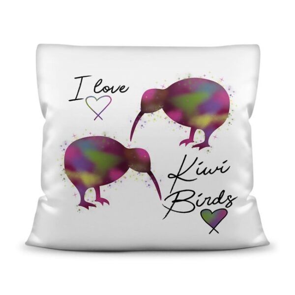 Deko-Kissen mit Kiwi-Motiv und Spruch - I love Kiwi Birds - für jeden Anlass. Die perfekte Geschenkidee für die Familie