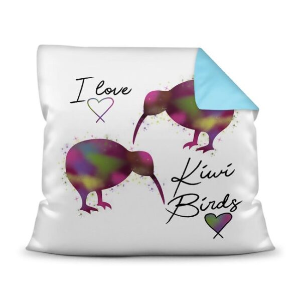 Deko-Kissen mit Kiwi-Motiv und Spruch - I love Kiwi Birds - für jeden Anlass. Die perfekte Geschenkidee für die Familie