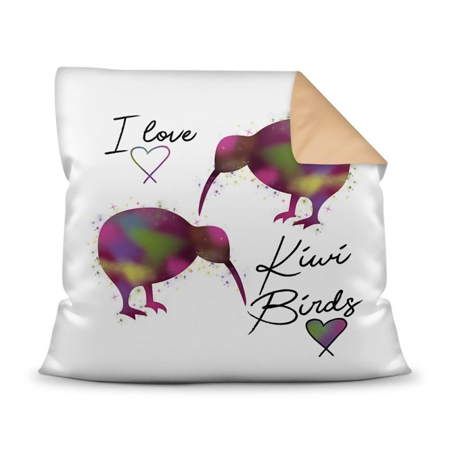 Deko-Kissen mit Kiwi-Motiv und Spruch - I love Kiwi Birds - für jeden Anlass. Die perfekte Geschenkidee für die Familie