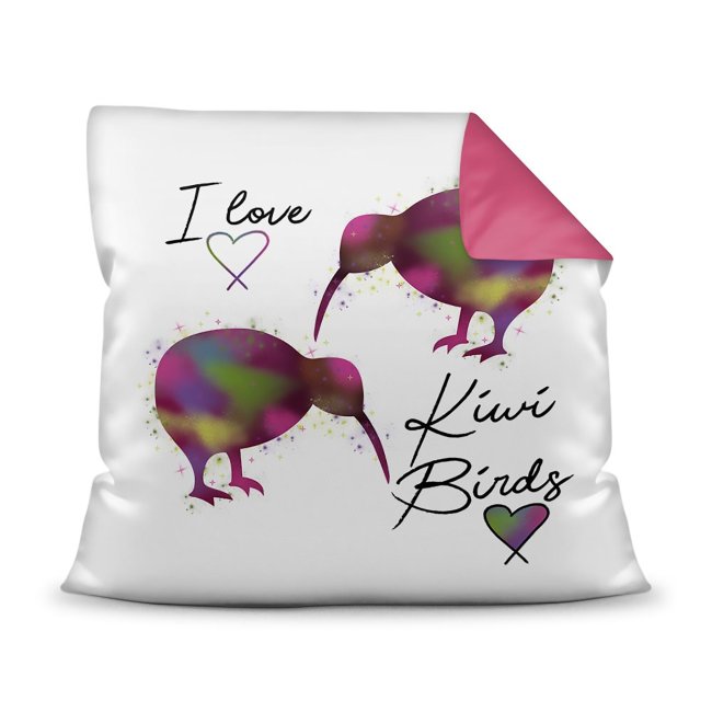 Deko-Kissen mit Kiwi-Motiv und Spruch - I love Kiwi Birds - für jeden Anlass. Die perfekte Geschenkidee für die Familie