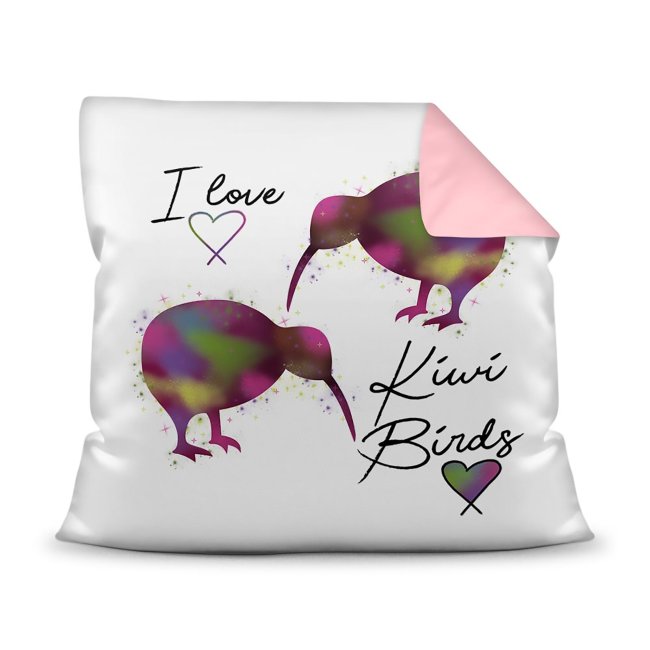 Deko-Kissen mit Kiwi-Motiv und Spruch - I love Kiwi Birds - für jeden Anlass. Die perfekte Geschenkidee für die Familie