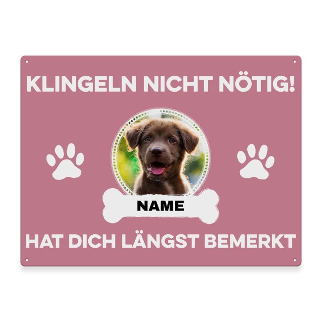 Liebevoll gestaltetes Outdoorschild mit lustigem Hunde-Spruch - Klingeln nicht nötig - mit Foto & Name selbst gestalten - Dieses personalisierte...