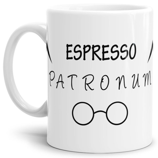 Das Leben manchmal nicht so ernst nehmen können Sie mit unserer verrückten Keramik Tasse mit lustigem Spruch -Espresso Patronum. Eine lustige...