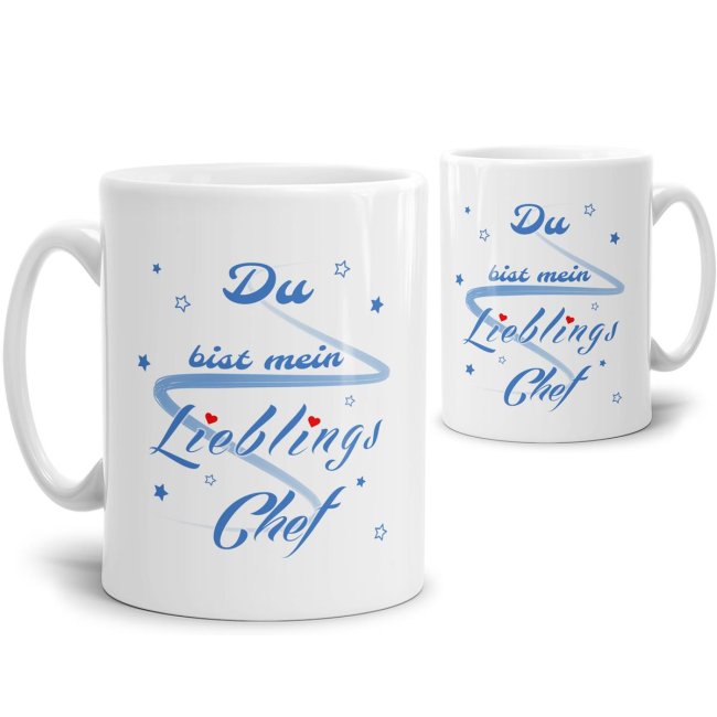 Hochwertige Keramiktasse mit Spruch und tollem Kompliment - Du bist mein Lieblingschef - eine kleine Aufmerksamkeit für den besten Chef.