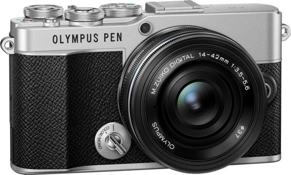 Olympus E‑P7 Systemkamera (M. Zuiko Digital ED 14-42mm F3.5-5.6 EZ Pancake, 20,3 MP, 3x opt. Zoom, Bluetooth, WLAN)