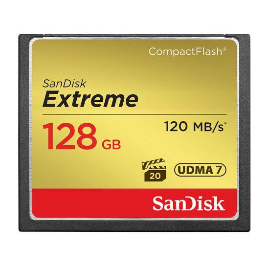 SanDisk Extreme CF 128GB 120MB/s Die SanDisk Extreme CompactFlash Speicherkarte ist die ideale Lösung für DSLRs der Mittel- und Profiklasse sowie HD-Camcorder. Sie bietet