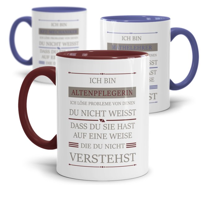 Berufe-Tassen mit lustigem Spruch als Geschenkidee - Ich löse Probleme