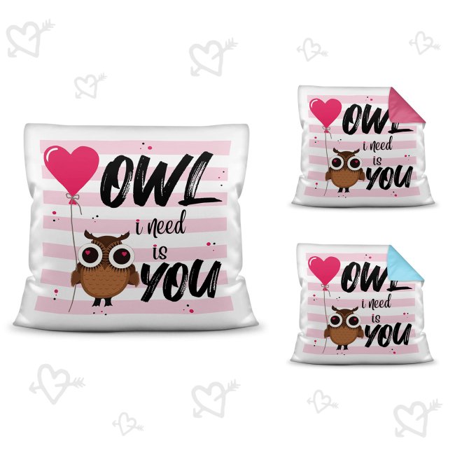 Owl I need is you - Liebevoll gestaltetes Eulenkissen mit süßem Eulenmotiv - persönliches Geschenk