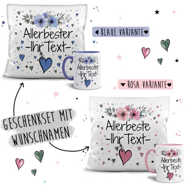 Unser liebevoll gestaltete Geschenk-Set bestehend aus einem weißen Kissen und unserer hochwertigen Tasse mit schönem Blumenmotiv ist das perfekte...