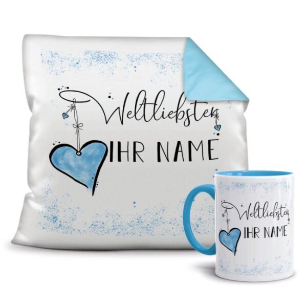 Unser liebevoll gestaltete Geschenk-Set bestehend aus einem weißen Kissen und unserer hochwertigen blauen Tasse mit schönem Blumenmotiv ist das...