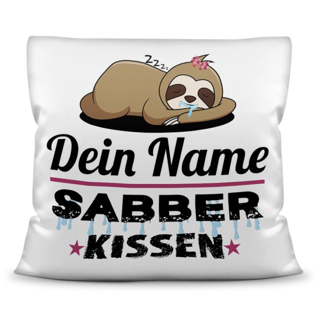 Personalisierbares Kissen mit lustigem Spruch - Dein Sabberkissen. Ein lustiges Geschenk für die beste Freundin