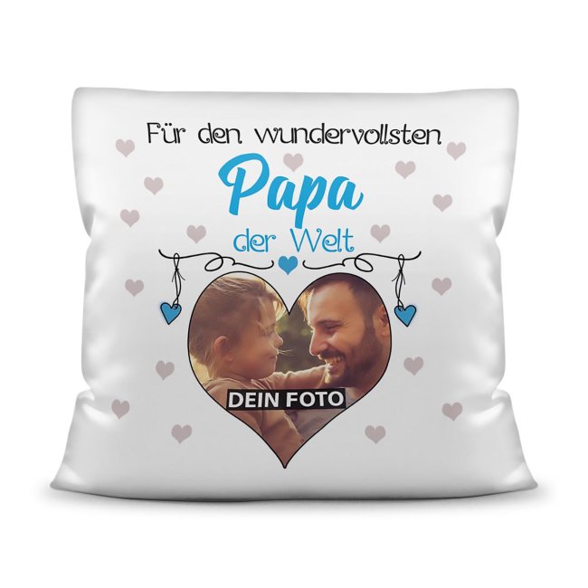 Suchst Du ein besonderes Fotogeschenk für Deine Liebsten? Hier kannst Du ein edles Fotokissen gestalten - für die beste Papas