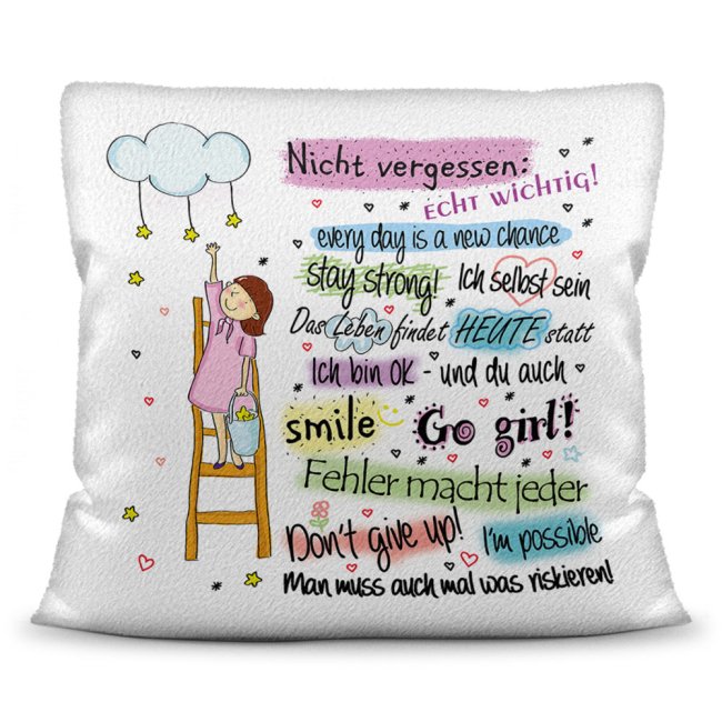 Süßes Kissen mit tollen Sprüchen für Mädchen. Ideal geeignet als Geschenk von Mama oder Papa für Mädchen werden sie ganz sicher zum Highlight in...