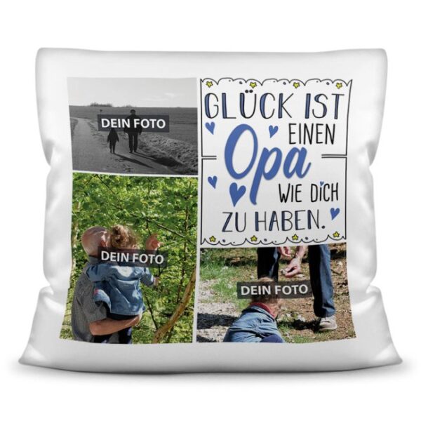 Fotokissen mit persönlichem Spruch - Glück ist