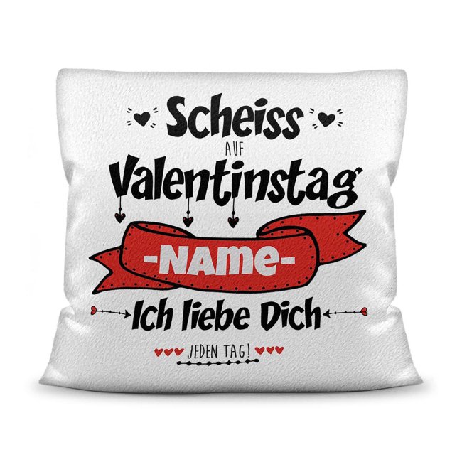 Witzige Geschenkidee nicht nur zum Valentinstag - unser lustiges Kissen mit Wunschname aus flauschig-weichem weißen Polyester ist eine...