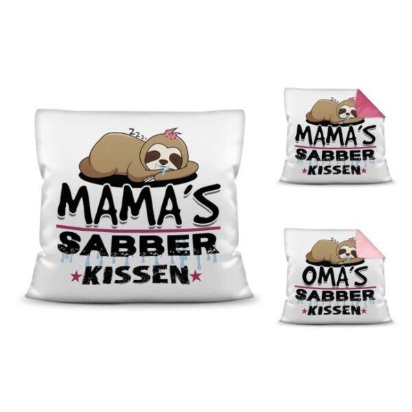 Witzig gestaltete Sabber-Kissen zum Kuscheln und Sabbern für alle Mamas und Omas mit Humor - in verschiedenen Farben und Materialien. Hochwertige...