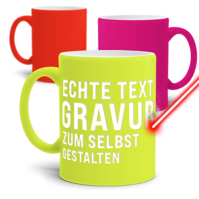 Gestalte hier Deine knallige Neon-Tasse mit Deinem Wunschtext. Es stehen Dir 5 Zeilen zum Beschriften zur Verfügung. Wähle aus vielen verschiedenen...