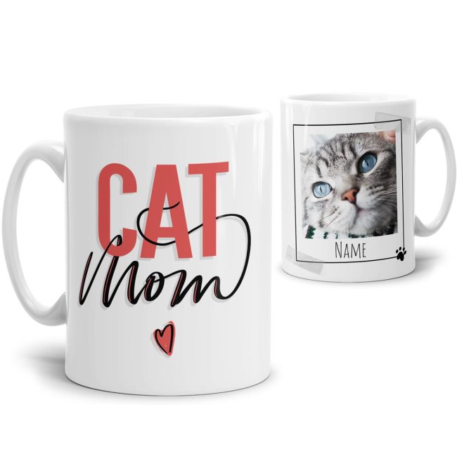 Liebevoll selbst gestaltete Keramik-Tasse mit Katzen-Spruch - Cat Mom mit Foto und Name - Diese neue Lieblingstasse ist das perfekte und...