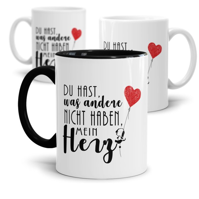 Tasse mit Spruch - Du hast mein Herz - für alle Verliebten. Das besondere Geschenk zum Valentinstag