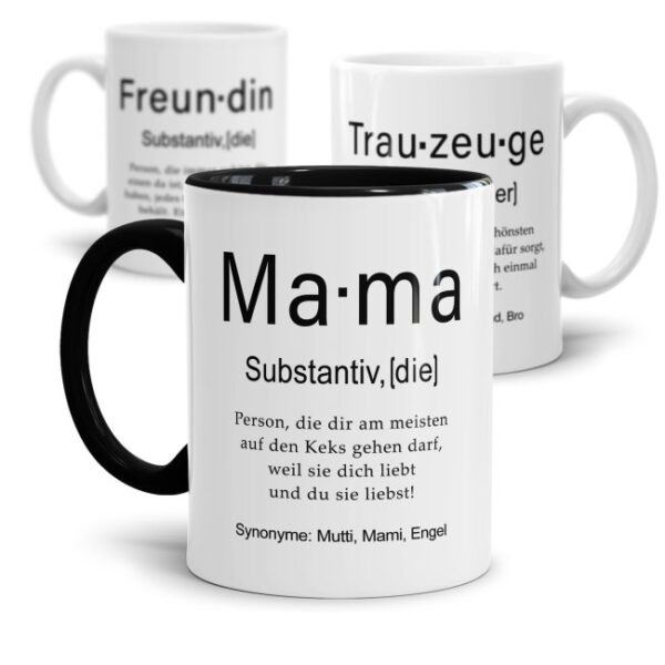 Unsere lustigen Kaffeebecher -Dudenwörter- umschreiben bestimmte Personen etwas anders - liebevoller und witziger und oft treffender als der Duden...