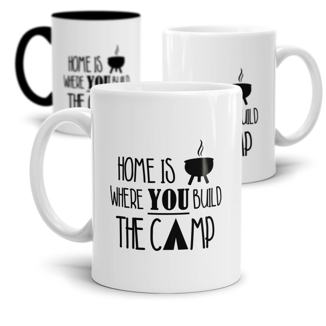 Unsere Tasse mit Camping-Spruch aus hochwertiger Keramik - Home is