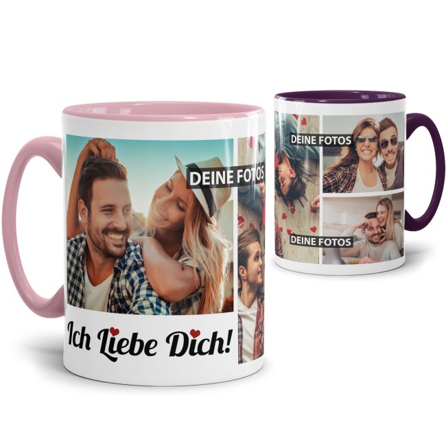 Besondere Tasse mit Fotocollage zum selbst Gestalten mit 4 Erinnerungsfotos für Ihren Lieblingsmenschen. Eine tolle Geschenkidee zum Jahrestag