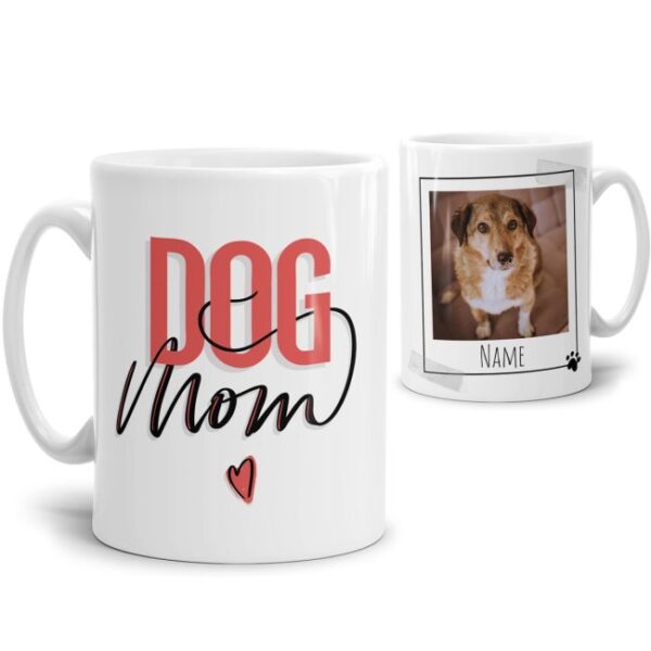 Liebevoll gestaltete Keramik-Tasse mit lustigem Hunde-Spruch - Dogmom - mit Fotos & Namen selbst gestalten - Diese personalisierte Lieblingstasse...