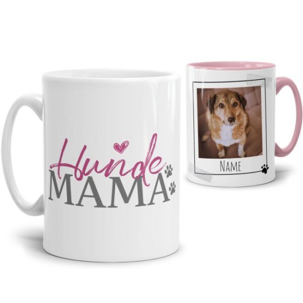 Liebevoll gestaltete Keramik-Tasse mit lustigem Hunde-Spruch - Hundemama - mit Fotos & Namen selbst gestalten - Diese personalisierte...