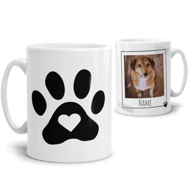 Liebevoll gestaltete Keramik-Tasse mit lustigem Hunde-Spruch - Pfote - mit Fotos & Namen selbst gestalten - Diese personalisierte Lieblingstasse...