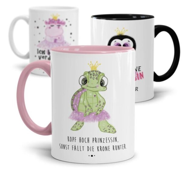 Süße Prinzessin-Tassen für kleine und große Mädchen. Lustige Becher mit Tiermotiven für kleine und große Prinzessinnen. Mit dem passenden Spruch...