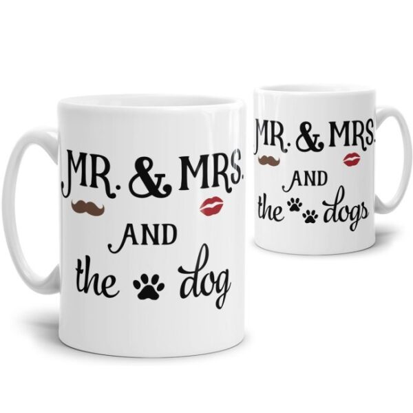 Liebevoll gestaltete Keramik-Tasse mit lustigem Hunde-Spruch - Mr.and Mrs. And the dog - Diese neue Lieblingstasse ist das perfekte Geschenk für...